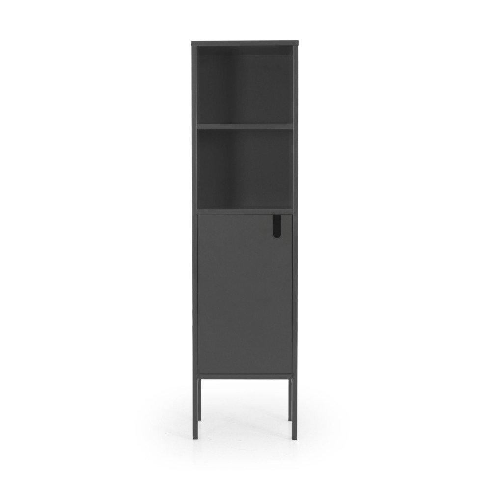 Uno - Colonne de rangement en bois 1 porte 2 niches H152cm - Couleur - Gris anthracite