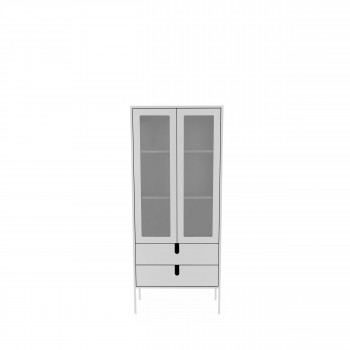 Uno - Vitrine en bois 2 portes 2 tiroirs H178cm
