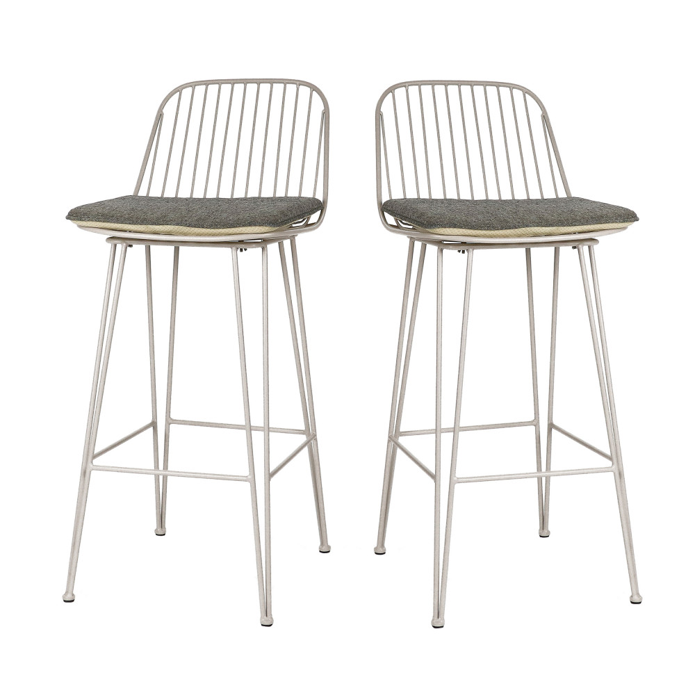 Ombra - Lot de 2 chaises de bar design en métal 67cm - Couleur - Gris clair