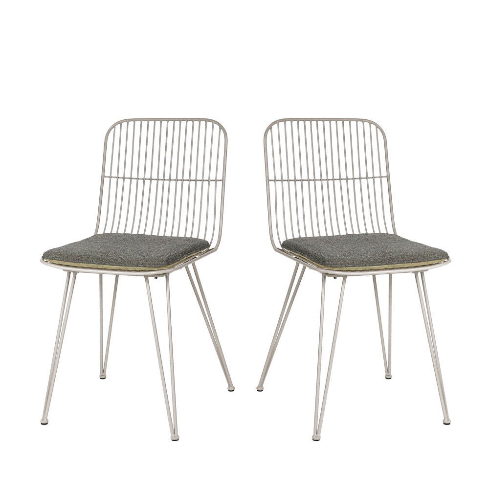 ombra - lot de 2 chaises design en métal - couleur - gris clair