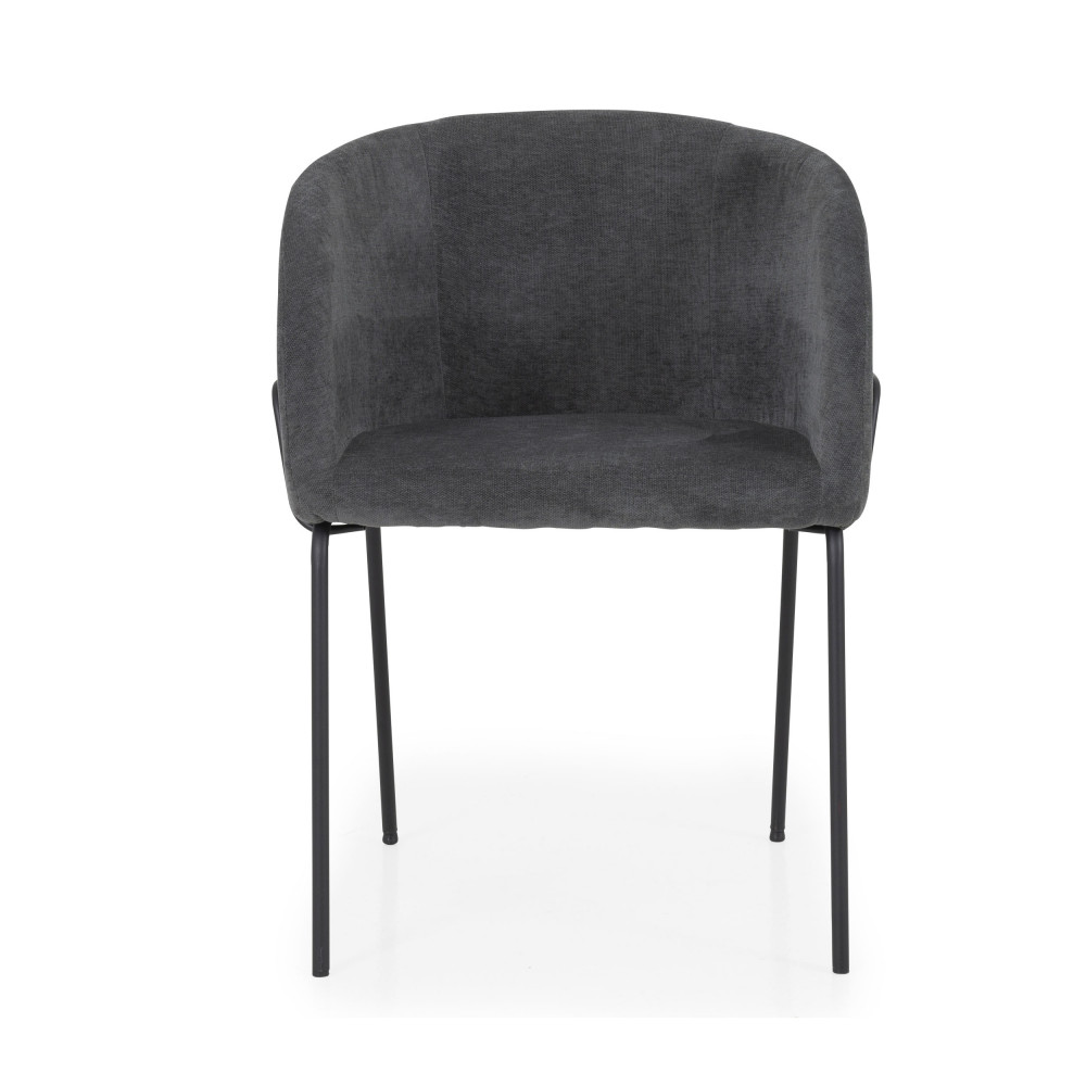 Bud - Lot de 2 fauteuils de table en tissu et métal - Couleur - Gris foncé