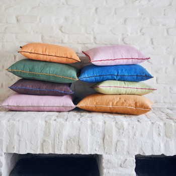Silvana - Coussin lin et coton bord contrastant 35x60 cm