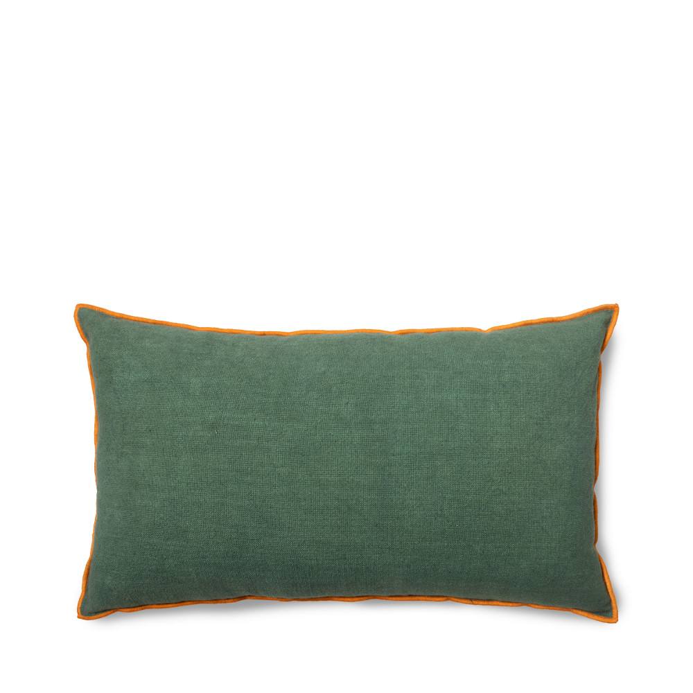 Silvana - Coussin lin et coton bord contrastant 35x60 cm - Couleur - Vert eucalyptus