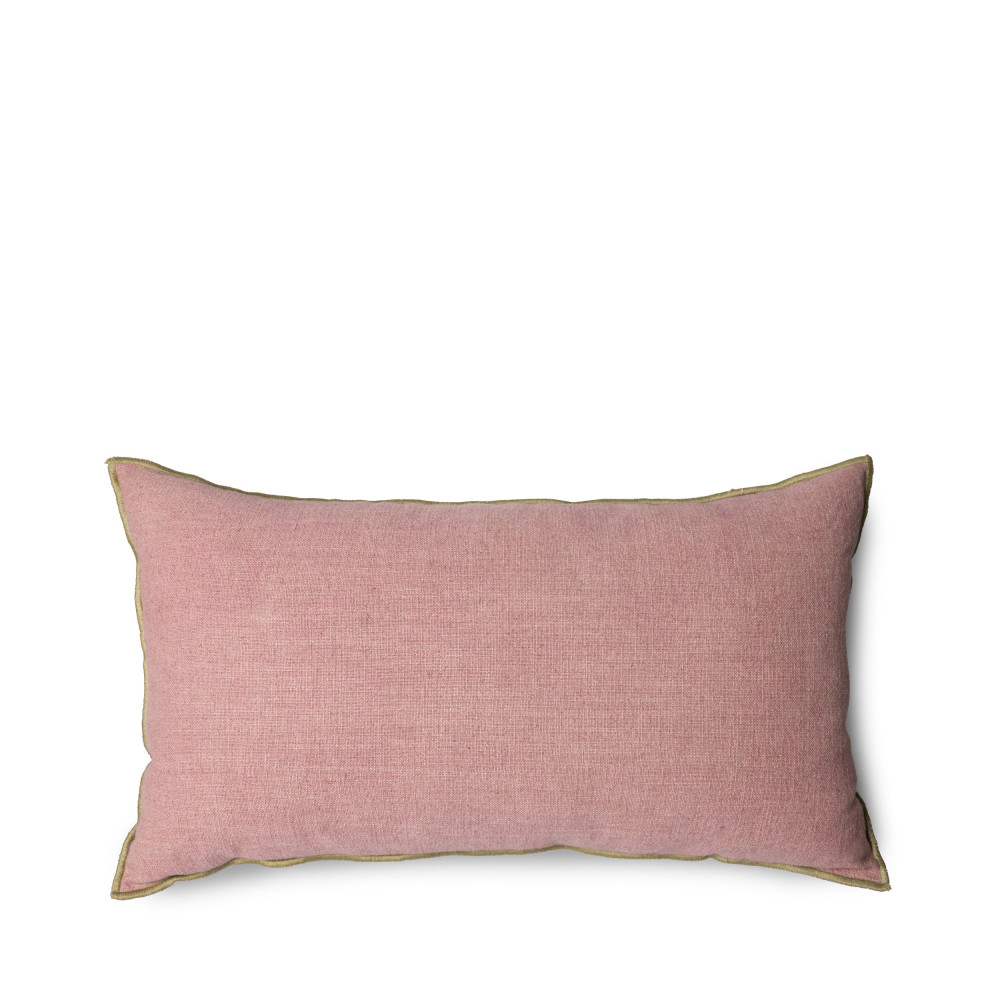 Silvana - Coussin lin et coton bord contrastant 35x60 cm - Couleur - Rose pastel