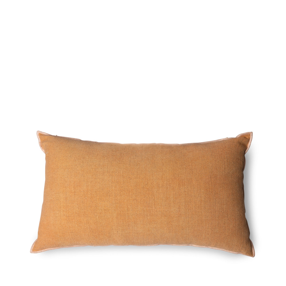 Silvana - Coussin lin et coton bord contrastant 35x60 cm - Couleur - Cannelle