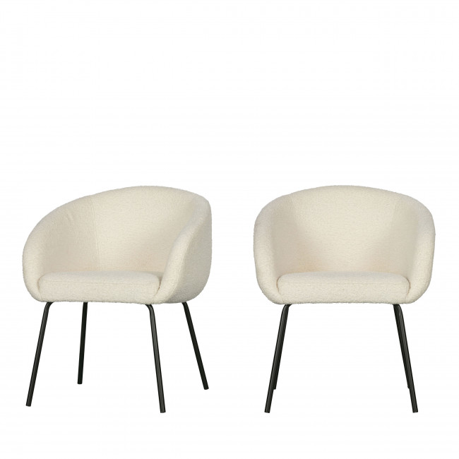 Noelle - Lot de 2 chaises en tissu bouclette et métal