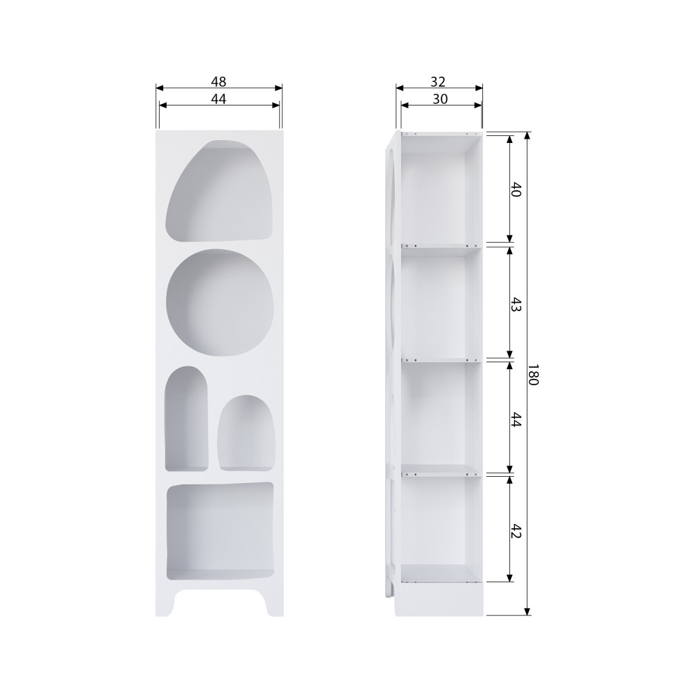 Caisson d'angle Droit avec colonne 4 tablettes H.203.5 x P.50 cm pour  Dressing Espace - Rangements