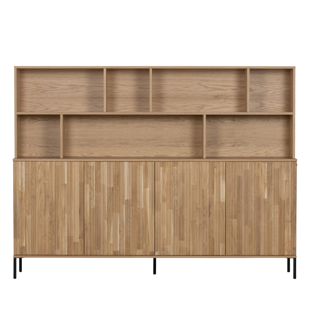 New Gravure - Buffet en bois 7 niches L200cm - Couleur - Bois clair