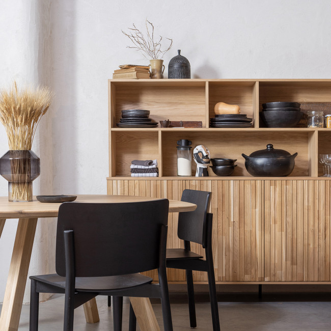 New Gravure - Buffet en bois 7 niches L200cm