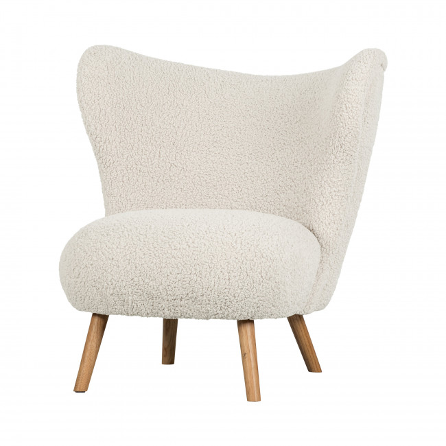 Celine - Fauteuil en tissu bouclette et bois