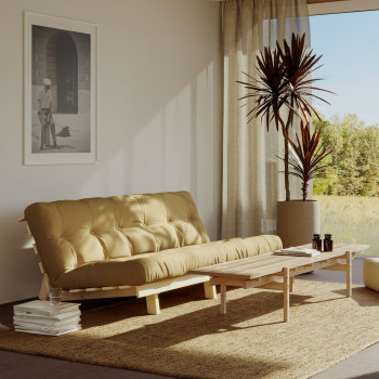 Lean – Canapé convertible en bois naturel et tissu