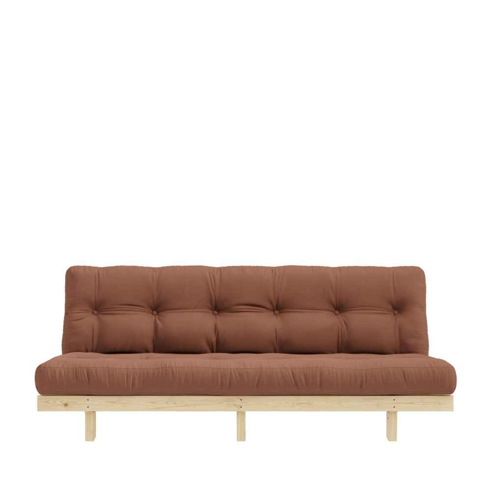 Lean - Canapé convertible en bois naturel et tissu - Couleur - Marron argile