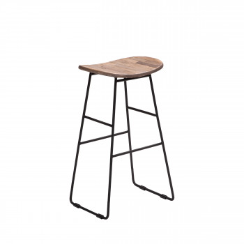 Kabayan - Tabouret de bar 72cm en métal et teck recyclé