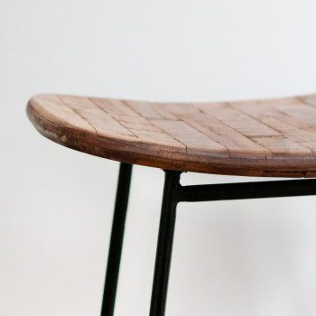 Kabayan - Tabouret de bar 72cm en métal et teck recyclé