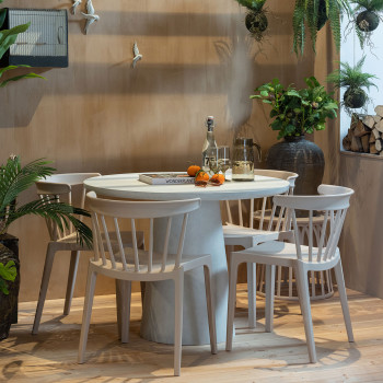 Damon - Table à manger de jardin en fibre d'argile ø100cm