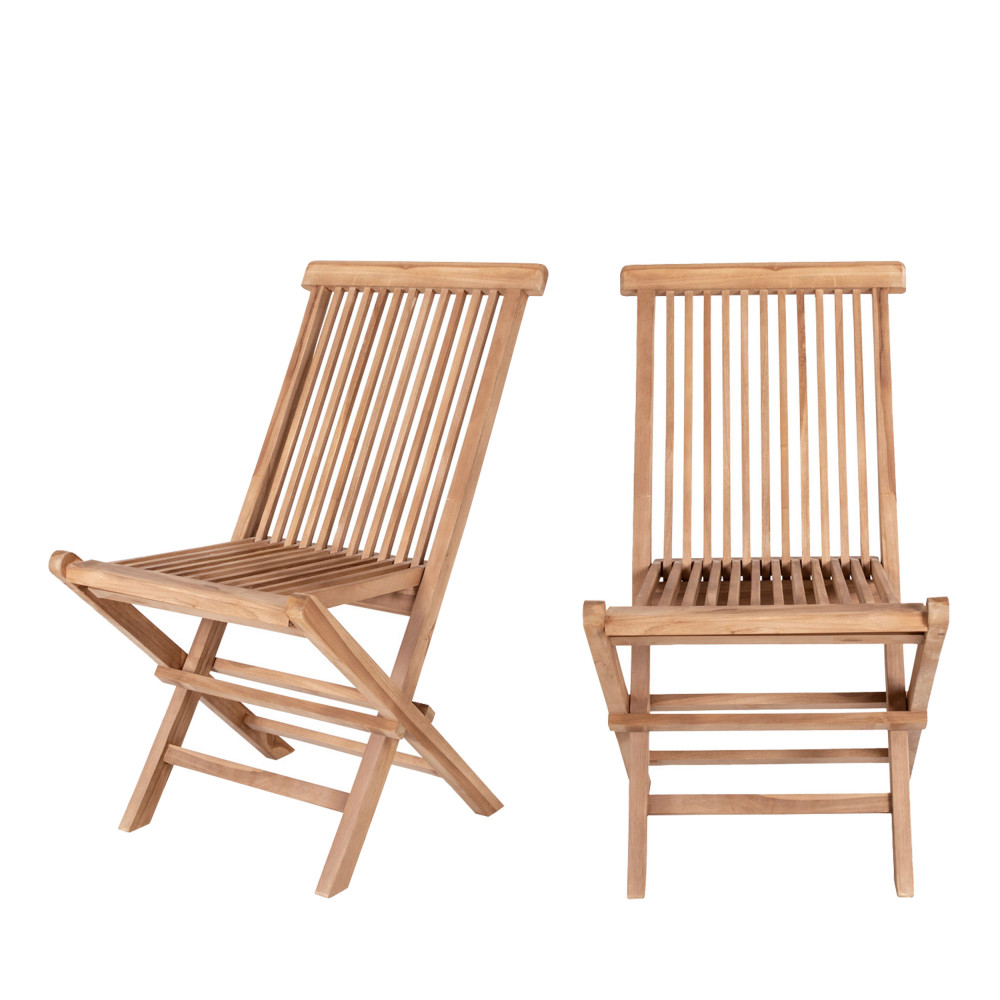 Toledo - Lot de 2 chaises de jardin en teck - Couleur - Bois clair