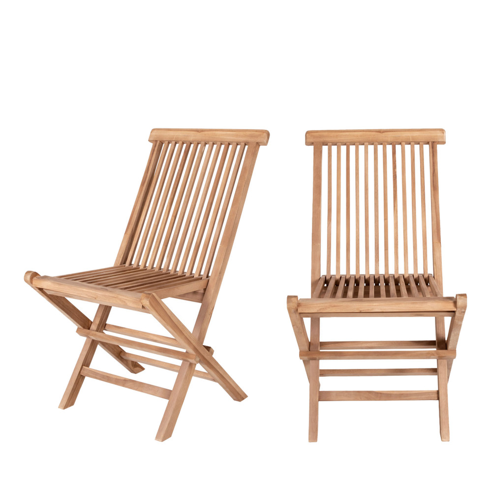 toledo - lot de 2 chaises de jardin en teck - couleur - bois clair