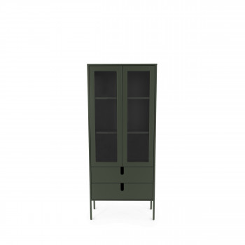 Uno - Vitrine en bois 2 portes 2 tiroirs H178cm