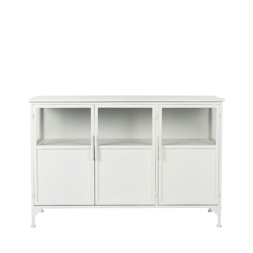 miya - buffet 3 portes en verre et métal l120cm - couleur - blanc