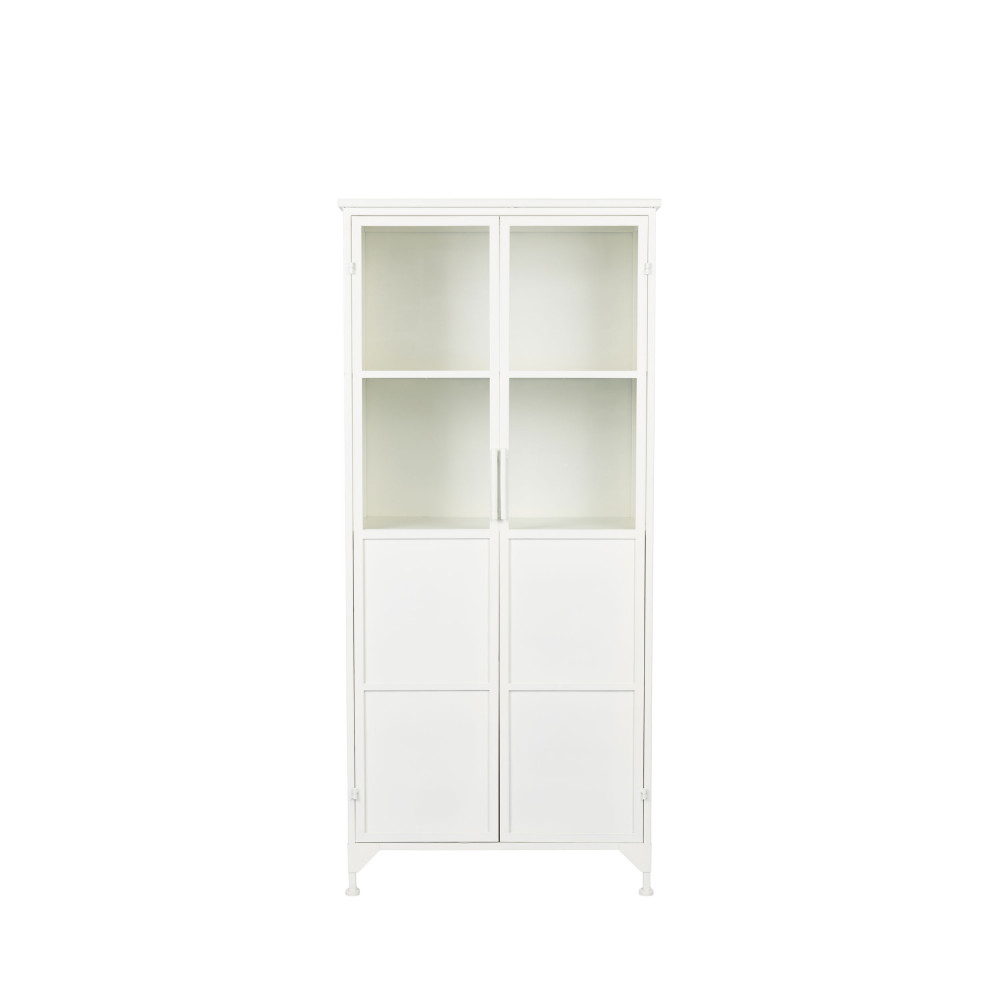 miya - vitrine 2 portes en verre et métal h150cm - couleur - blanc