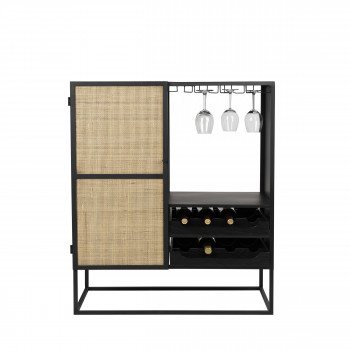 Guuji - Armoire à vin en bois et cannage H100cm