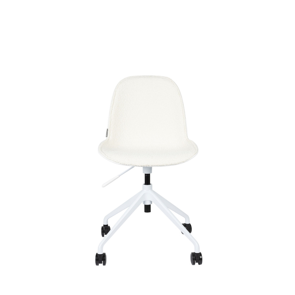 albert kuip - chaise de bureau en tissu bouclette pivotante à roulettes - couleur - blanc