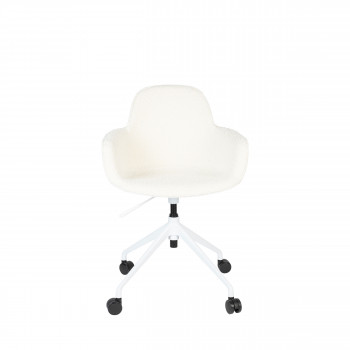 Albert Kuip - Chaise de bureau en tissu bouclette avec accoudoirs pivotante à roulettes