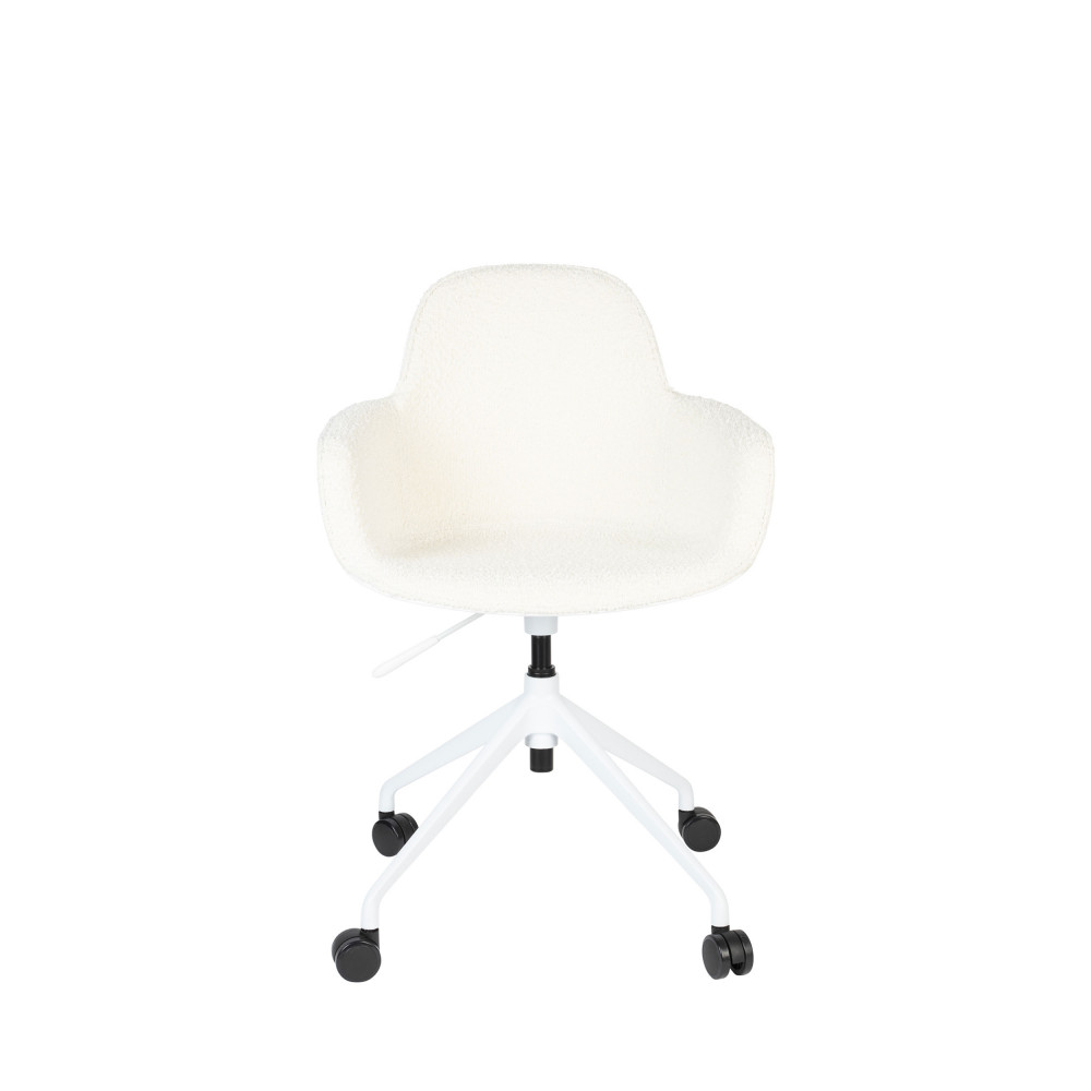 albert kuip - chaise de bureau en tissu bouclette avec accoudoirs pivotante à roulettes - couleur - blanc