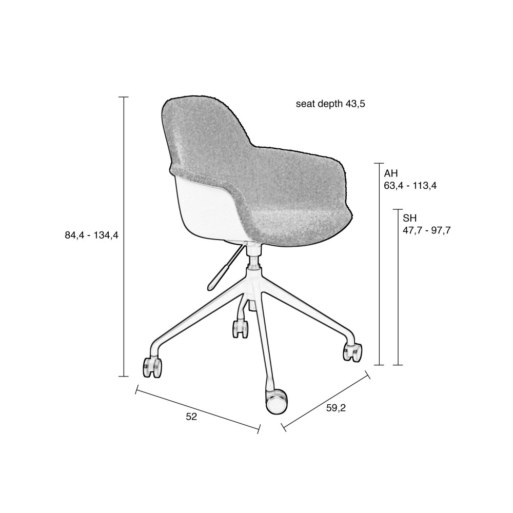 Fauteuil CAPITAL CONFORT Tissu Noir Accoudoirs Roulettes - JPG