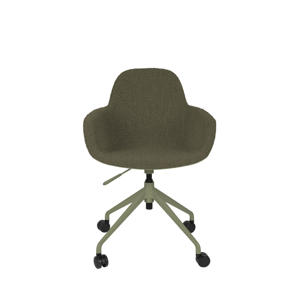 albert kuip - chaise de bureau en tissu bouclette avec accoudoirs pivotante à roulettes - couleur - vert