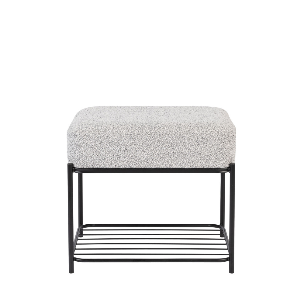 Milou - Tabouret rectangulaire en tissu et métal - Couleur - Blanc