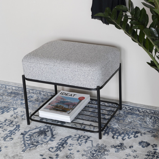 Milou - Tabouret rectangulaire en tissu et métal