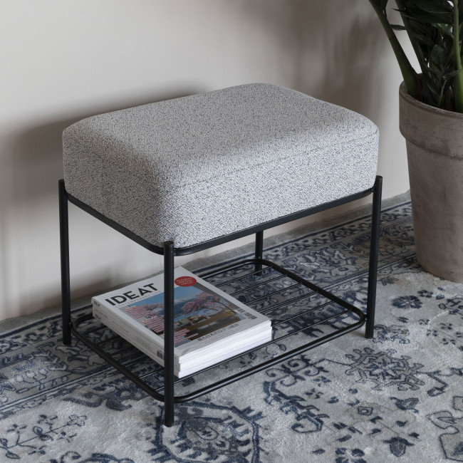 Milou - Tabouret rectangulaire en tissu et métal