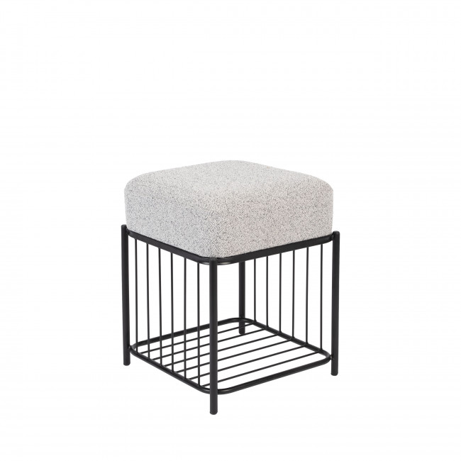 Milou - Tabouret carré en tissu et métal