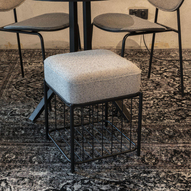 Milou - Tabouret carré en tissu et métal