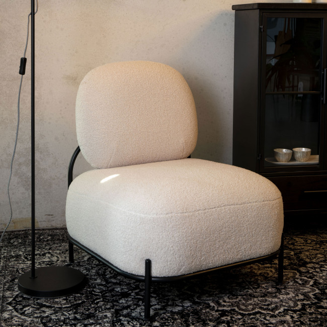 Polly - Fauteuil lounge en tissu bouclette