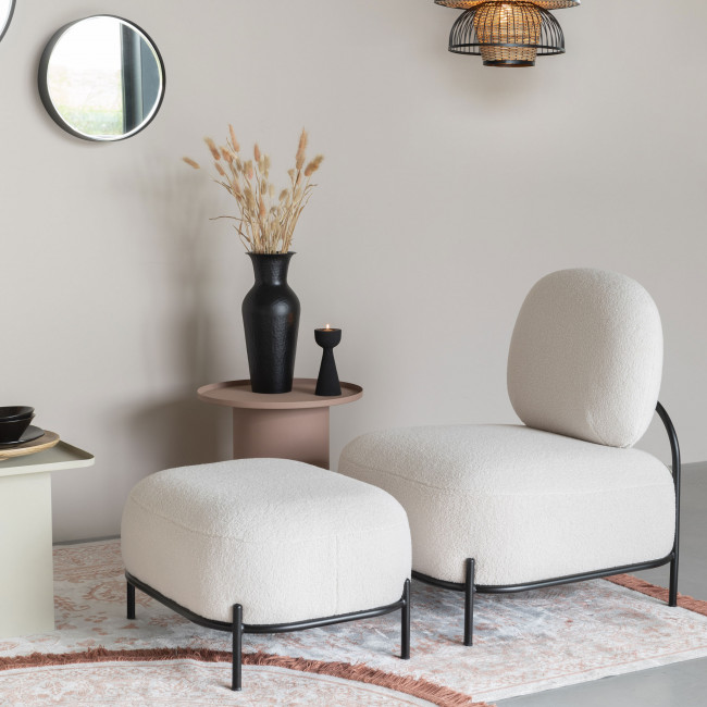 Polly - Fauteuil lounge en tissu bouclette