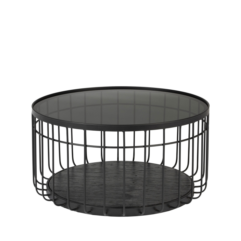 lance - table basse ronde en verre et métal ø60cm - couleur - noir