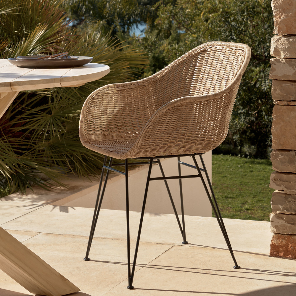 Fauteuil de jardin en métal, fauteuil extérieur confortable