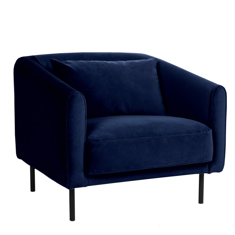 Winsen - Fauteuil en velours pieds droits en métal - Couleur - Bleu marine