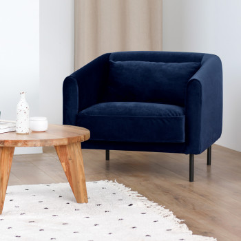 Winsen - Fauteuil en velours pieds droits en métal