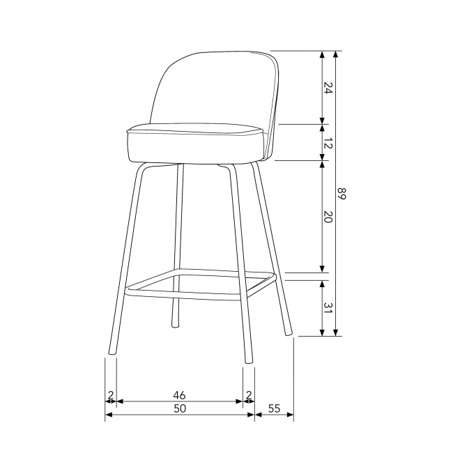 Vogue - Tabouret de bar en similicuir 65cm