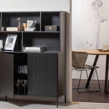 New Gravure - Buffet en bois 7 niches L200cm