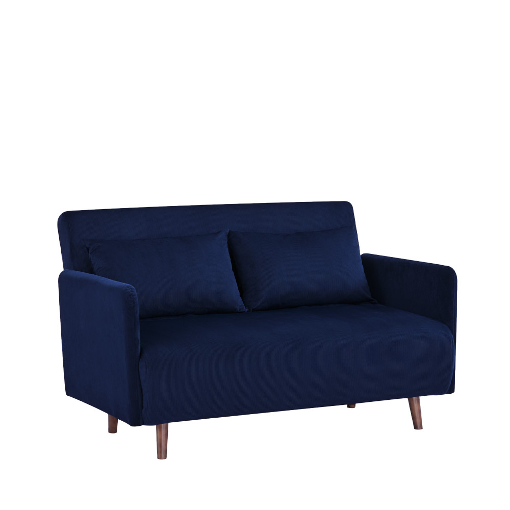 Canapé droit 2 places Bleu Tissu Pas cher Scandinave Confort