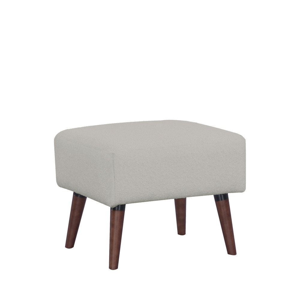 Baho - Repose-pieds en tissu bouclette pieds bois foncé - Couleur - Gris clair