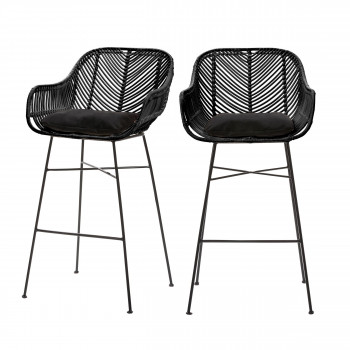 Nunuhai - Lot de 2 tabourets de bar en rotin 68cm