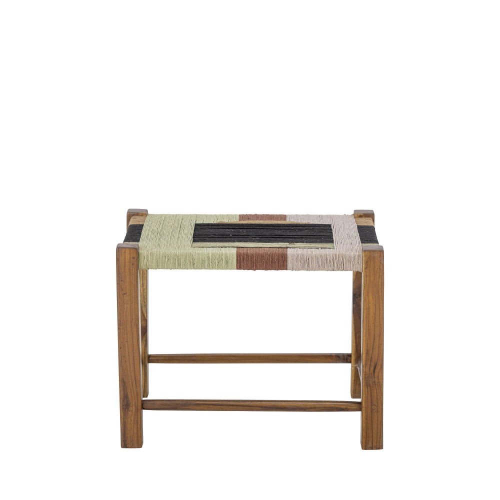 Verde - Tabouret tissé en bois et jute - Couleur - Multicolore