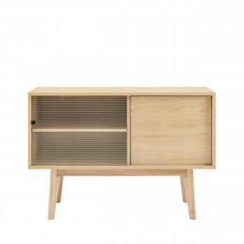 Jeff - Buffet 2 portes en verre et bois L110cm