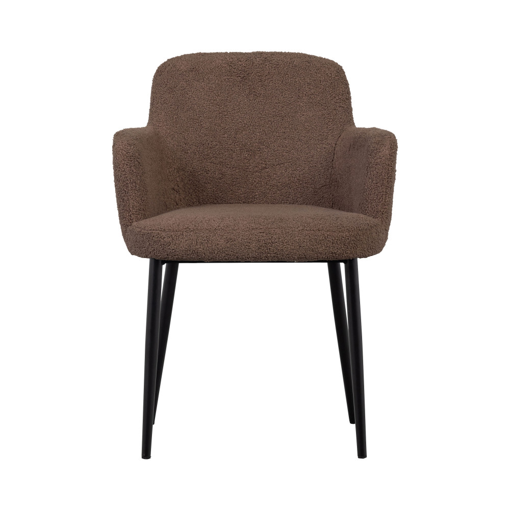 Teddy - Fauteuil de table en tissu bouclette et métal - Couleur - Taupe