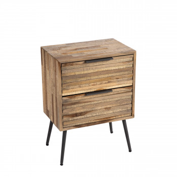 Balaoan - Table de chevet en métal et teck recyclé H60cm